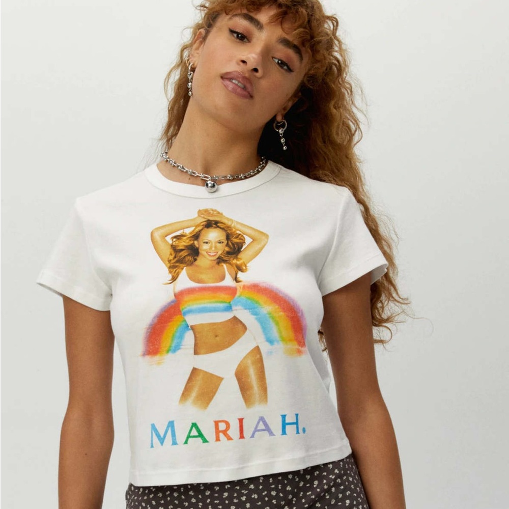 DAYDREAMER Mariah Carey Rainbow Shrunken Tee - Size XS